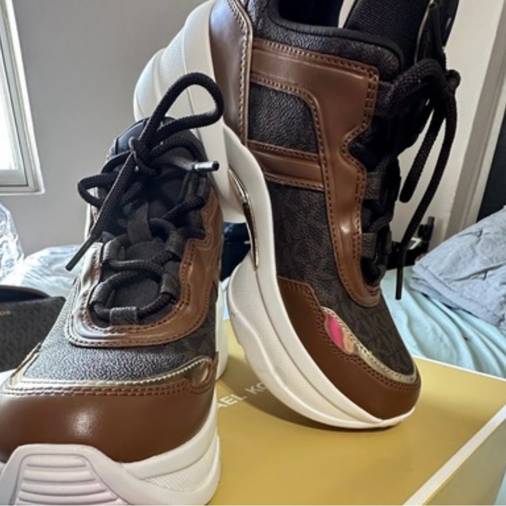 Michael Kors Brown and Gold Monogram Bag